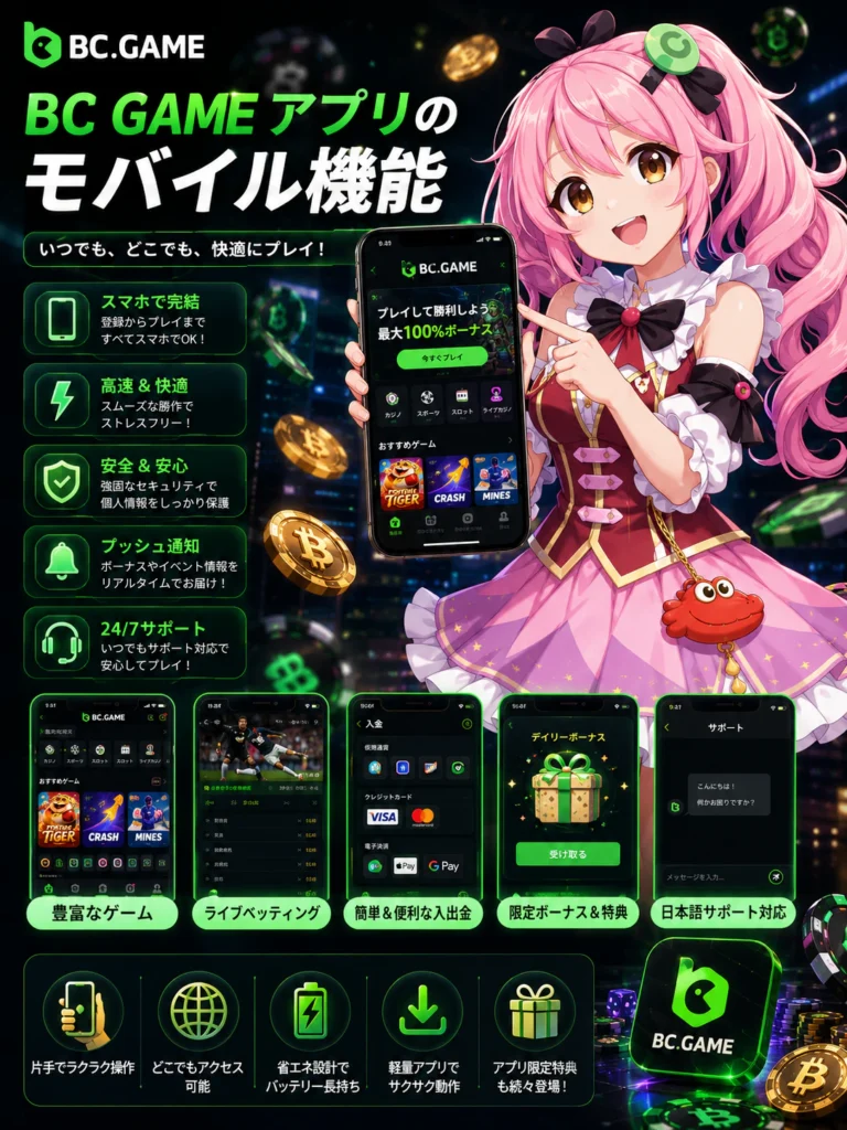 BC Game app mobile features