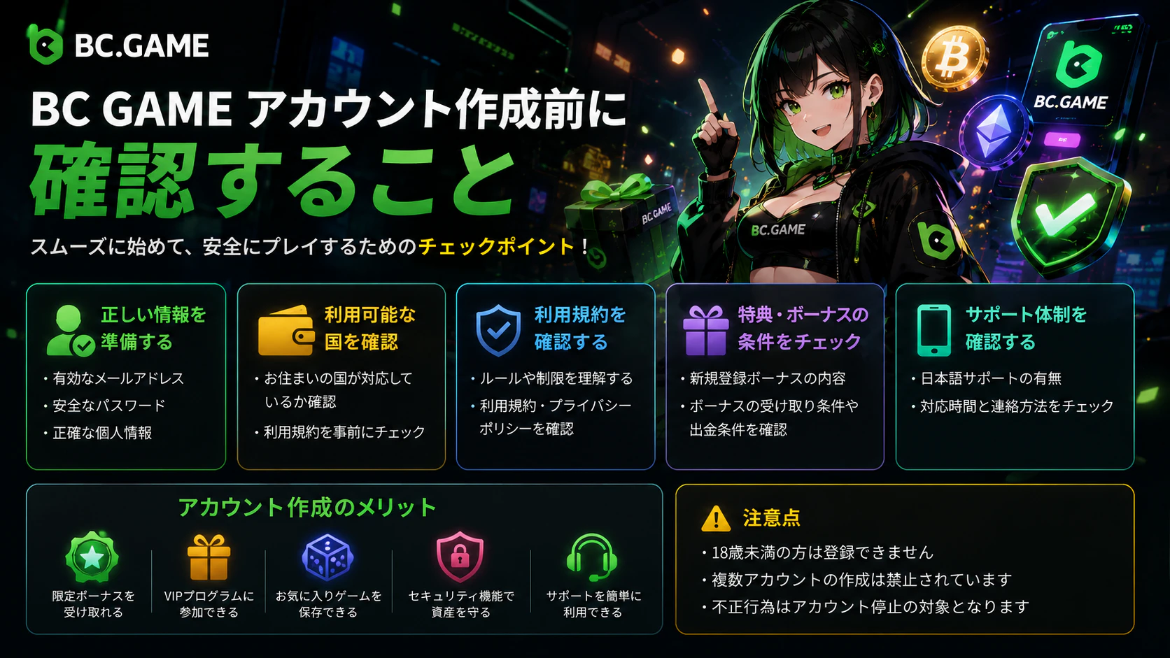 BC Game アカウント作成前に確認すること